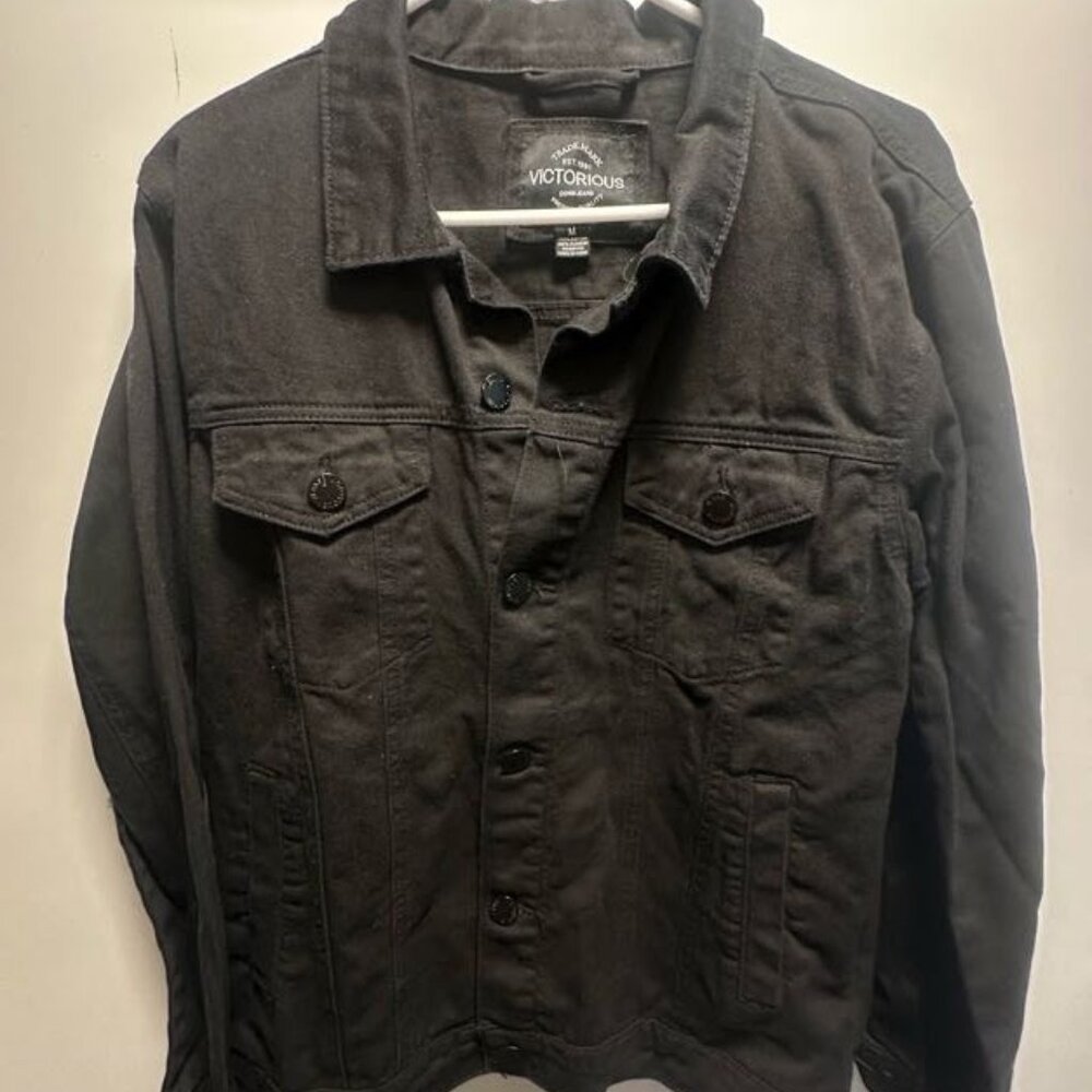 Victorious Black Denim Jean Jacket Men's Medium